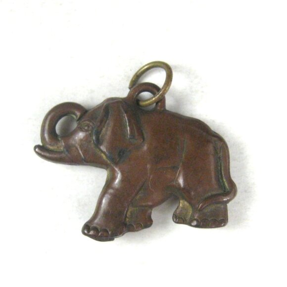 Vintage Bronze Elephant Pendant Charm Animal - Picture 1 of 4